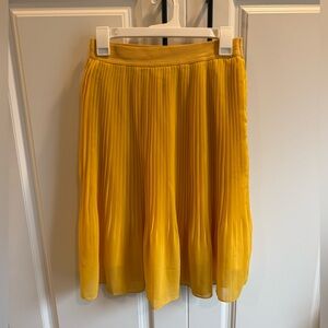 A New Day Yellow Pleated Midi Skirt